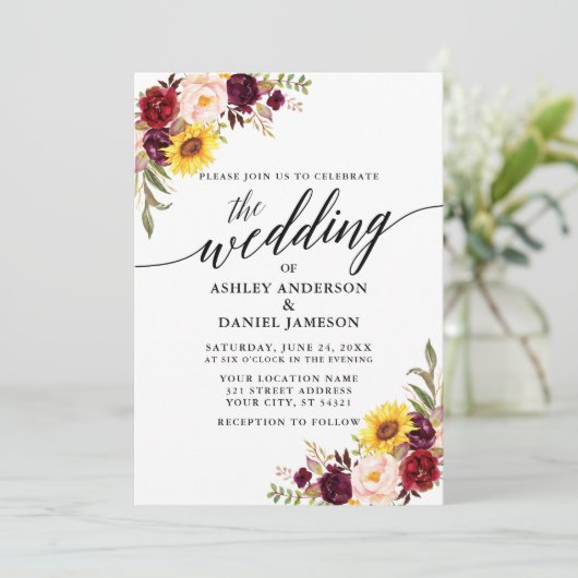 Hochzeitliches Hochzeitsstipendium für Wasserfarbe Einladung (Stehend Vorderseite)