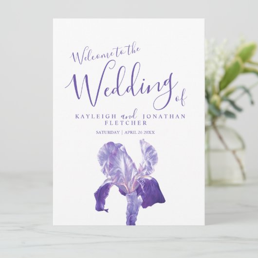 Hochzeitliches Kunstprogramm für lila Iris-Blume Programm (Stehend Vorderseite)