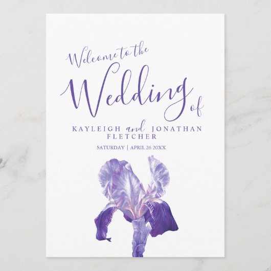 Hochzeitliches Kunstprogramm für lila Iris-Blume Programm (Vorderseite)