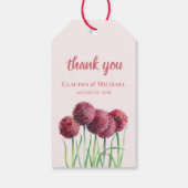 Hochzeitliches Lila Rosa Alliums Blume Wasserfarbe Geschenkanhänger (Rückseite)