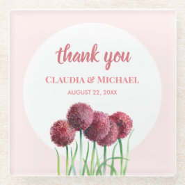 Hochzeitliches Lila Rosa Alliums Blume Wasserfarbe Glasuntersetzer