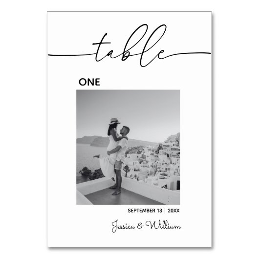 Hochzeitliches modernes Minimales Foto | TISCHNUMM Tischnummer (Vorderseite)