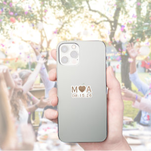 Hochzeitliches Monogramm-Liebe Herz Aufkleber