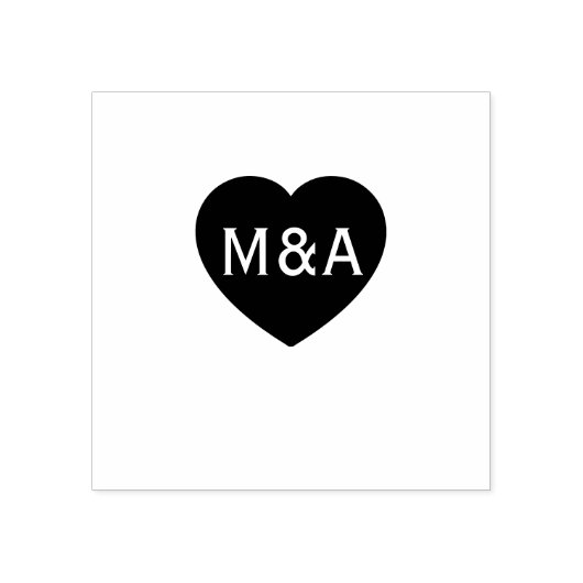 Hochzeitliches Monogramm-Liebe Herz Gummistempel (Prägung)