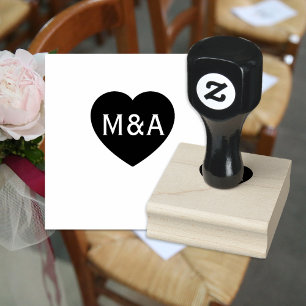 Hochzeitliches Monogramm-Liebe Herz Gummistempel
