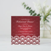 Hochzeitliches Probe Abendessen Scallope Muster Ro Einladung (Stehend Vorderseite)