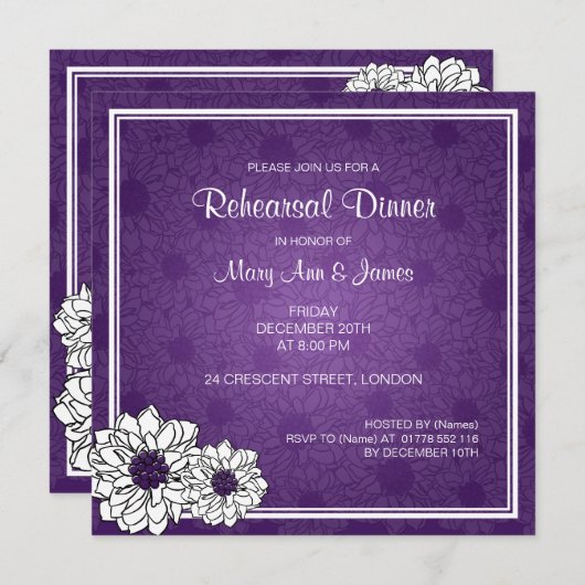 Hochzeitliches Probe Dahlia Lila Einladung (Vorne/Hinten)