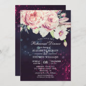 Hochzeitliches Probe-Dinner Boho Lila Lichter Einladung (Vorne/Hinten)