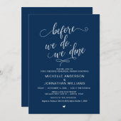 Hochzeitliches Probe-Dinner, einfaches Navy Blue S Einladung (Vorne/Hinten)