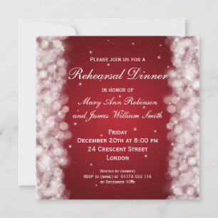 Hochzeitliches Probe Dinner Party Sparkle Rot Einladung