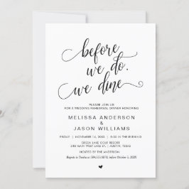 Hochzeitliches Probe-Dinner, schlichtes Schwarz, Einladung