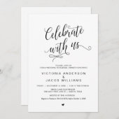 Hochzeitliches Probe-Dinner, schlichtes Schwarz, Einladung (Vorne/Hinten)