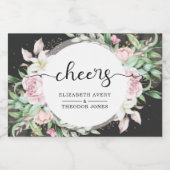 Hochzeitliches Schwarz-Rosa-Elegant Schaumweinetikett (Einzelnes Label)