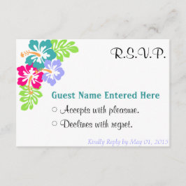 Hochzeitliches Set - Hibiskus Blauer Blumen RSVP Karte