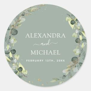 Hochzeitliches Siegel Eukalyptus Sage Grüne Vegeta Runder Aufkleber