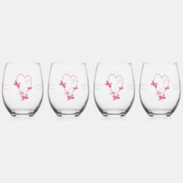 Hochzeitliches Stemless Wine Glasses Rosa Herz Weinglas Ohne Stiel