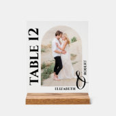 Hochzeitliches Tischnummer Arched Foto Acrylschild (Vorderseite)