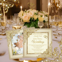 Hochzeitliches Vintages Creme Beige Gold Heart Pea