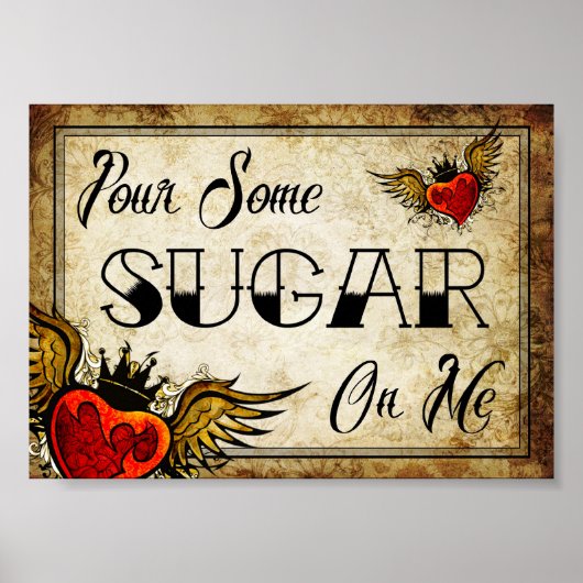 Hochzeitliches Vintages Heart Tattoo Dessert Table Poster (Vorne)