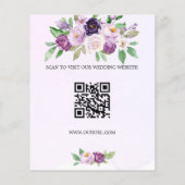Hochzeitliches Violett-QR-Budget Save the Date (Rückseite)