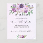 Hochzeitliches Violett-QR-Budget Save the Date (Vorderseite)
