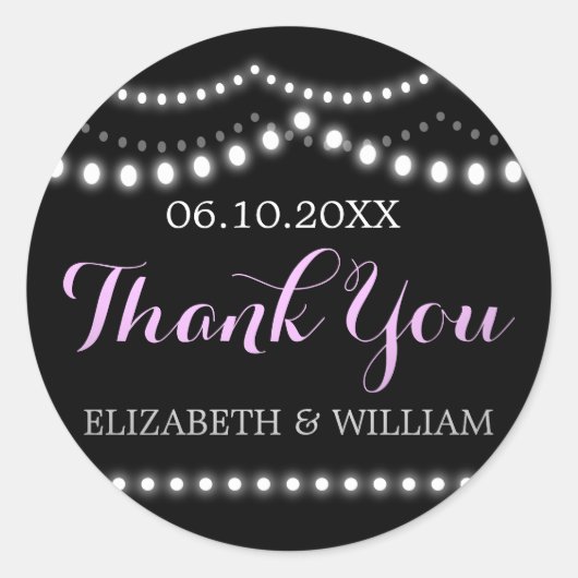 Hochzeitlicht Danke | Lavendel, Lila, schwarz Runder Aufkleber (Vorderseite)