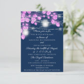 Hochzeitlicht Jars Glitzer Pink Blue Navy Einladung (Stehend Vorderseite)
