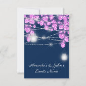 Hochzeitlicht Jars Glitzer Pink Blue Navy Einladung (Rückseite)