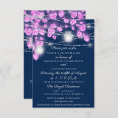 Hochzeitlicht Jars Glitzer Pink Blue Navy Einladung (Vorne/Hinten)