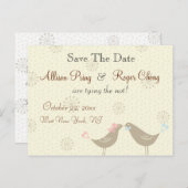 Hochzeitliebe Vögel Weiße Save the Date Postkarte (Vorne/Hinten)