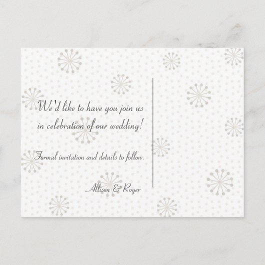 Hochzeitliebe Vögel Weiße Save the Date Postkarte (Rückseite)