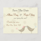 Hochzeitliebe Vögel Weiße Save the Date Postkarte (Vorderseite)