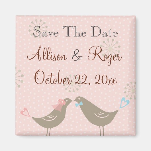 Hochzeitliebvögel W Save the Date Custom Magnet (Vorne)