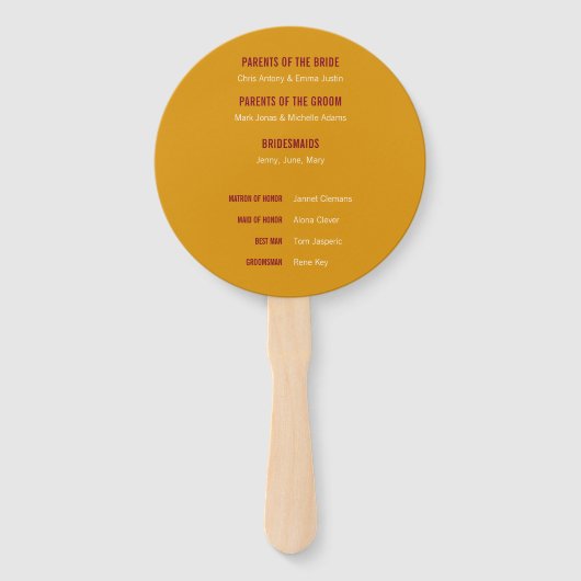 Hochzeitliste Fächer (Rückseite)