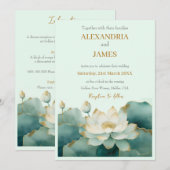 Hochzeitlotus-Blume mit Goldkanten Einladung (Vorne/Hinten)