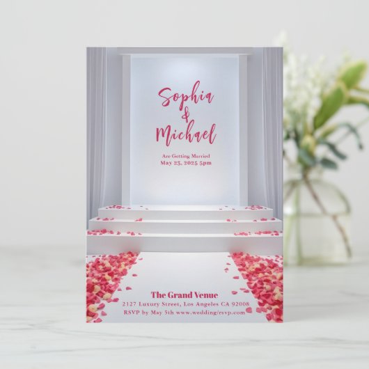 Hochzeitmagazin Cover Rose Petals Einladung (Stehend Vorderseite)