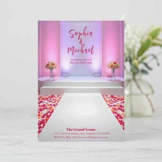 Hochzeitmagazin Cover Rose Petals Einladung (Stehend Vorderseite)