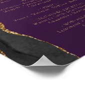 Hochzeitmenü Bar Black Gold Agate Lila Poster (Ecke)