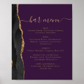 Hochzeitmenü Bar Black Gold Agate Lila Poster (Vorne)