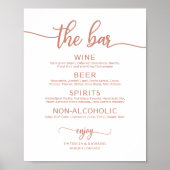 Hochzeitmenü Bar-Rose signieren Gold-Kalligrafie Poster (Vorne)