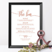 Hochzeitmenü Bar-Rose signieren Gold-Kalligrafie Poster