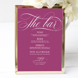Hochzeitmenü Bar Signieren Chic Pink Cassis Poster