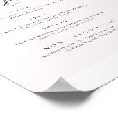 Hochzeitmenü Drink Sign Empfang Decor Poster (Ecke)