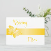 Hochzeitmenü Gelbe Schmetterling Menükarte (Stehend Vorderseite)
