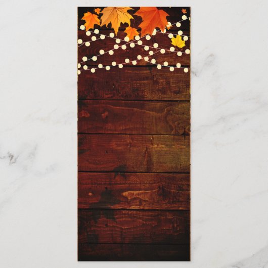 Hochzeitmenü Herbst/Herbst/Herbst-Blätter und Lich Menükarte (Rückseite)