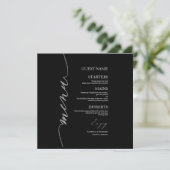 Hochzeitmenü Karte Imitate Glitzer Silver Black (Stehend Vorderseite)