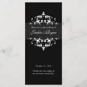 Hochzeitmenü Karten formale schwarze Verzierung (Rückseite)
