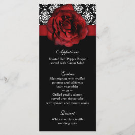 Hochzeitmenü Karten Rote Rose Damask