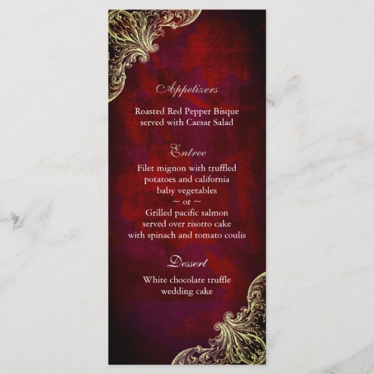 Hochzeitmenü Karten Rote Rose Garden Weihnachten (Vorderseite)