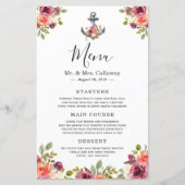 Hochzeitmenü Nautischer Anker Blauer Navy Blau (Vorderseite)